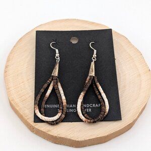 Santo Domingo Melon Bead Dangle Earrings Handmade 2 Strand Pen Shell Heishi **